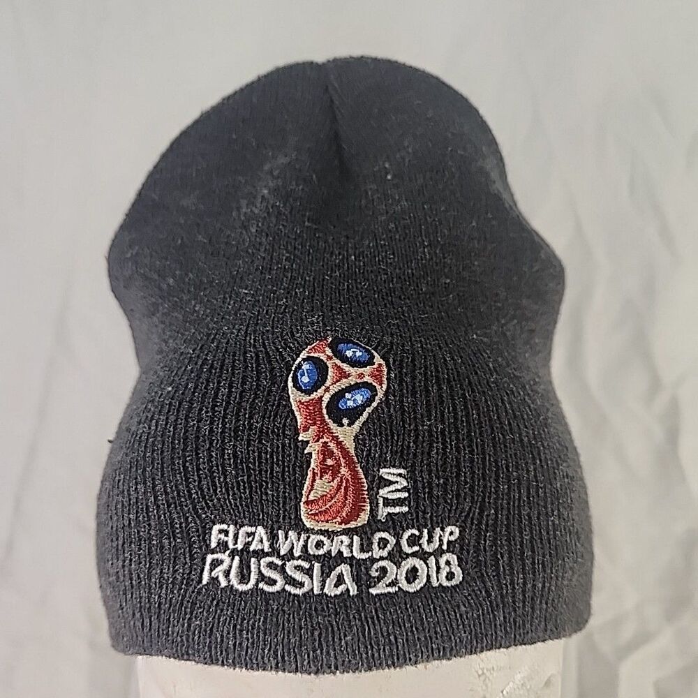Beanie Hat 2018 FIFA World Cup Russia Grey Embroidered Adult One Size Stretch